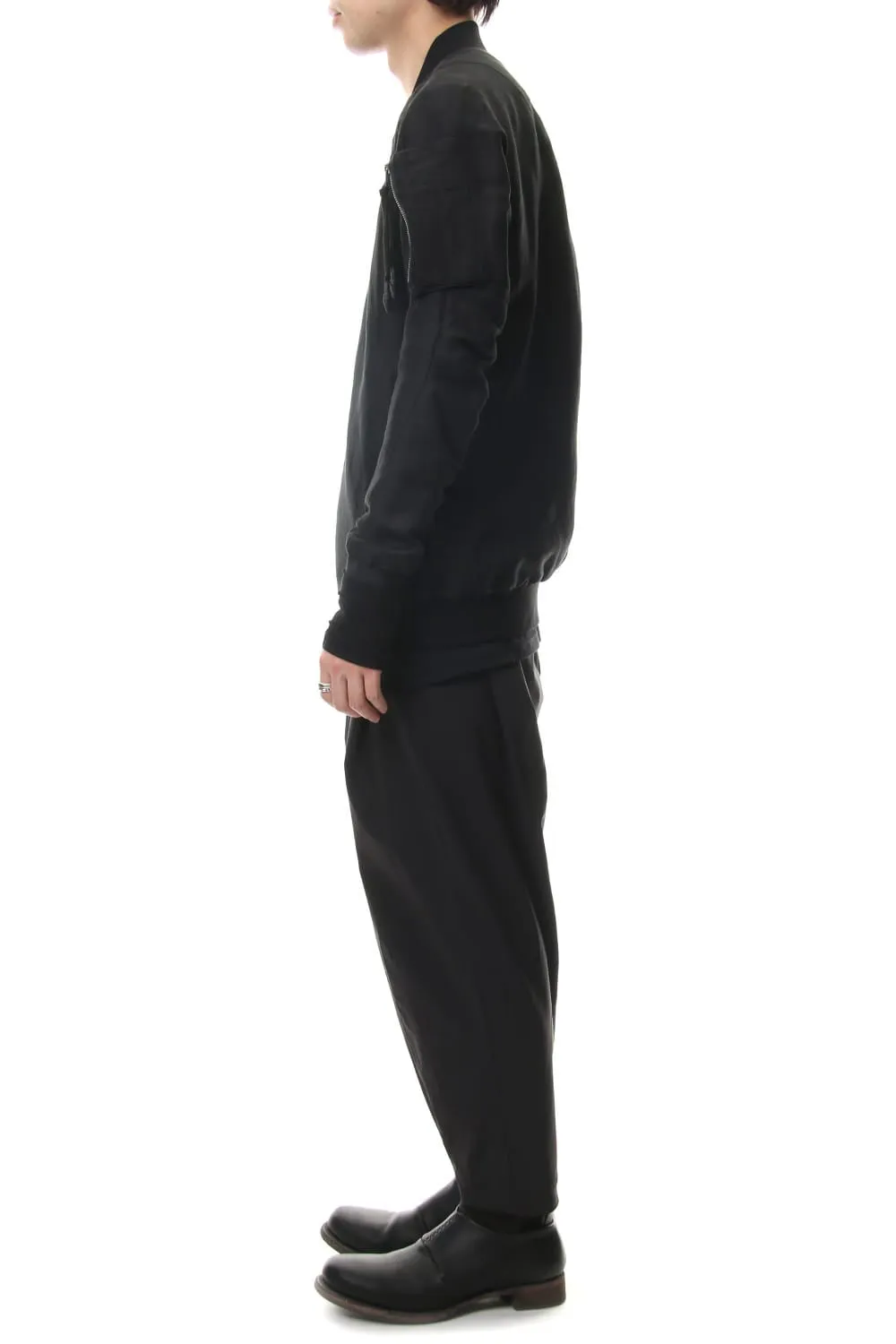Jacket Silk Linen Voile Sand Blast Finish - Black