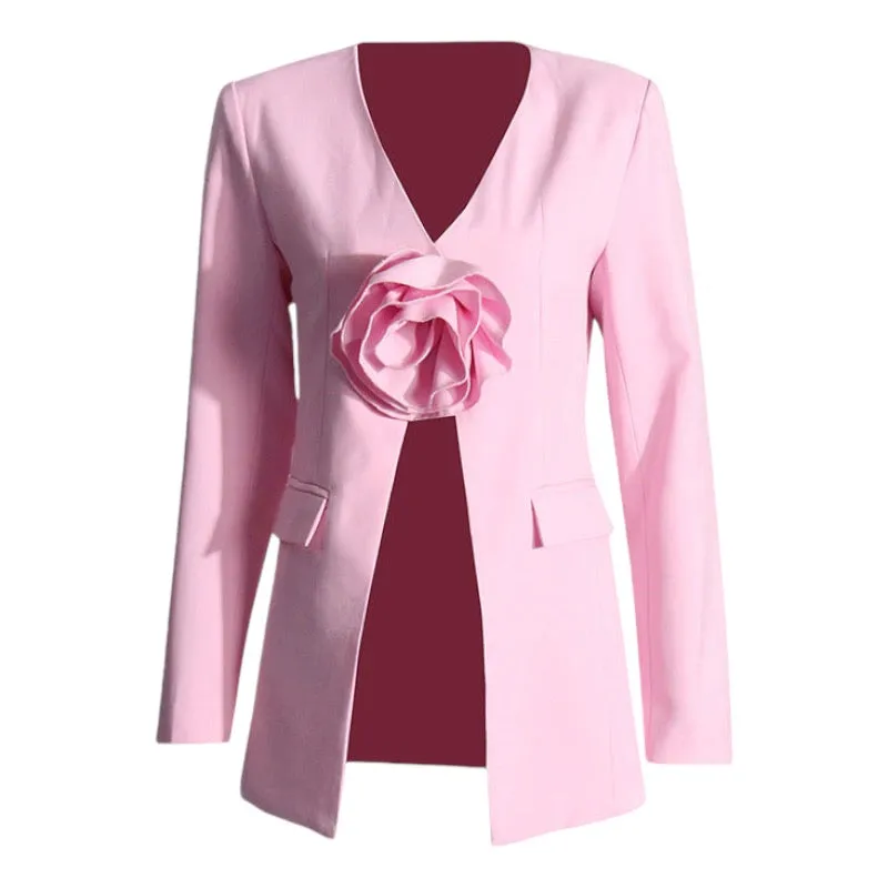 Kayla 3D Flower Decor Blazer