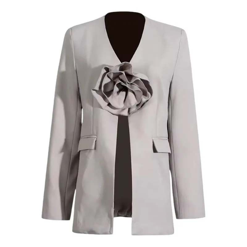 Kayla 3D Flower Decor Blazer