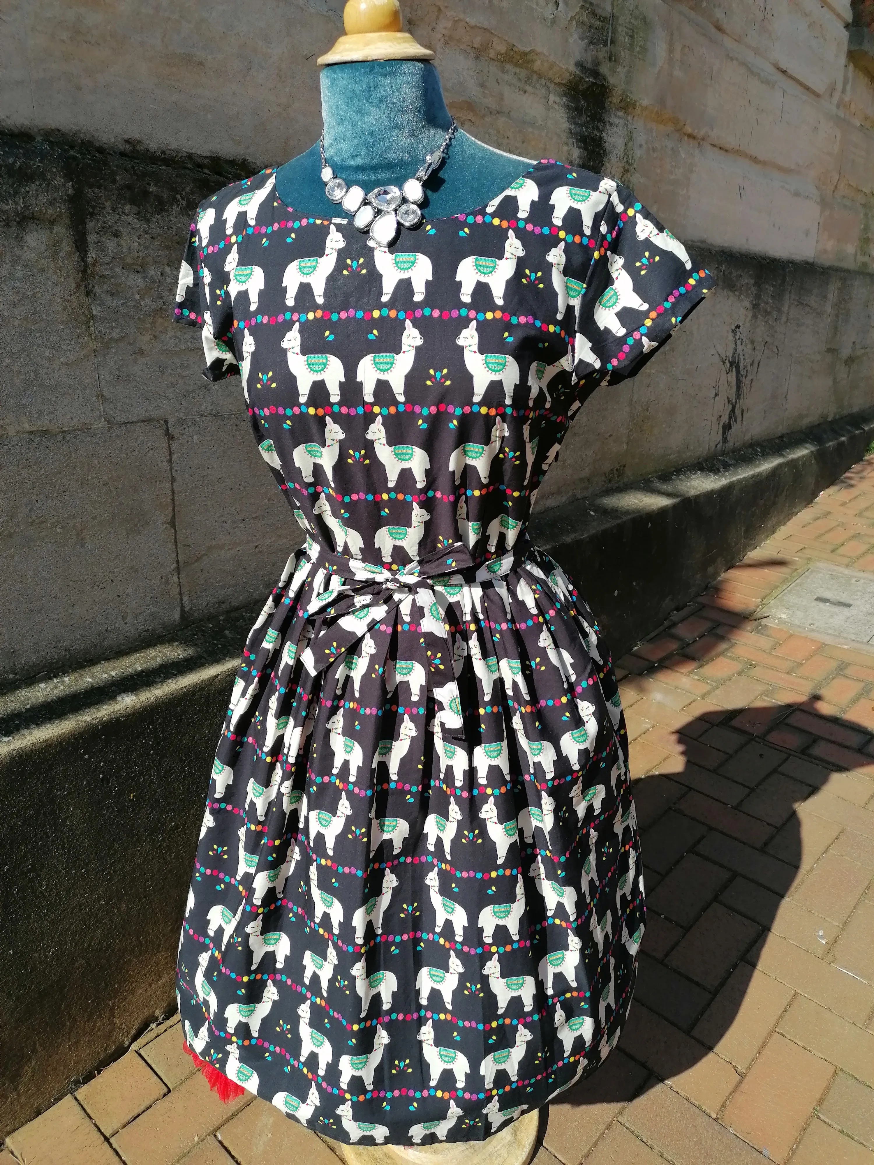 Llama Print Retro Dress