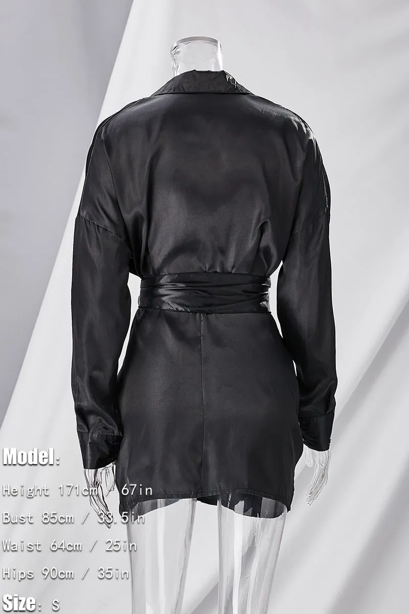 Long Sleeve Black Button Tied DayDress