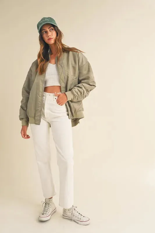 MABLE Back Ruched Utiltiy Bomber Jacket