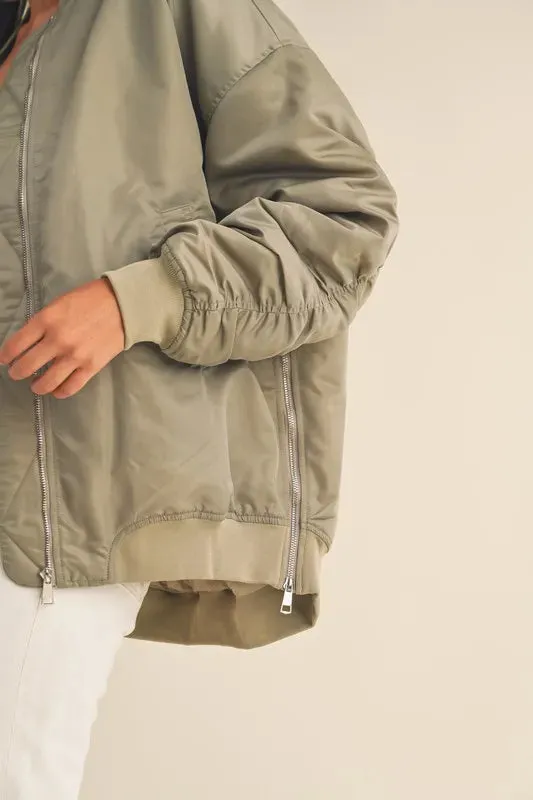 MABLE Back Ruched Utiltiy Bomber Jacket
