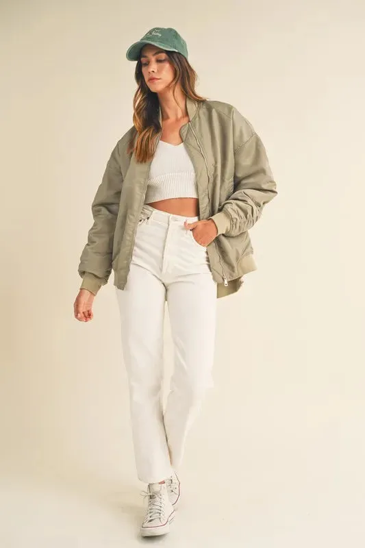 MABLE Back Ruched Utiltiy Bomber Jacket
