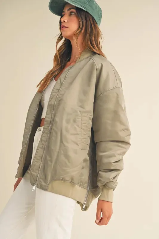 MABLE Back Ruched Utiltiy Bomber Jacket