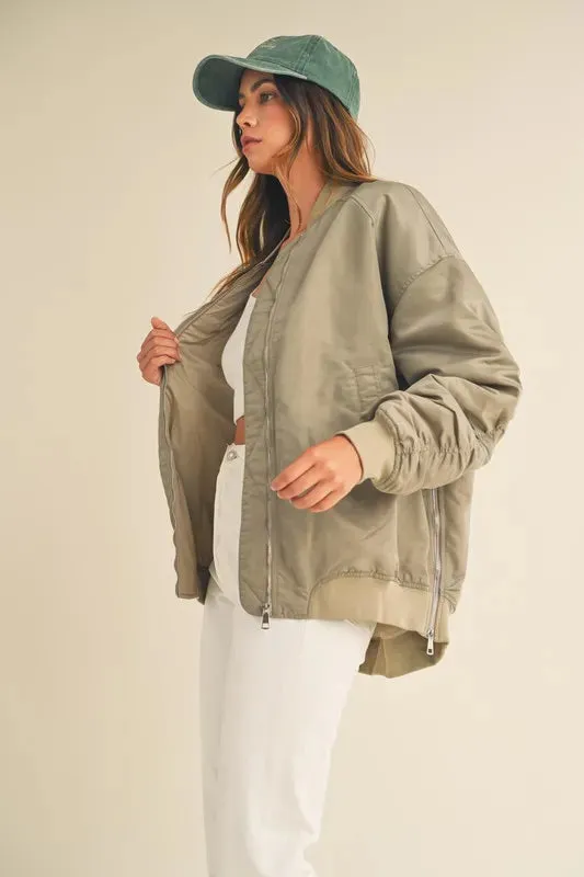 MABLE Back Ruched Utiltiy Bomber Jacket
