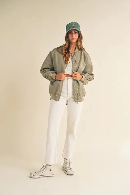 MABLE Back Ruched Utiltiy Bomber Jacket