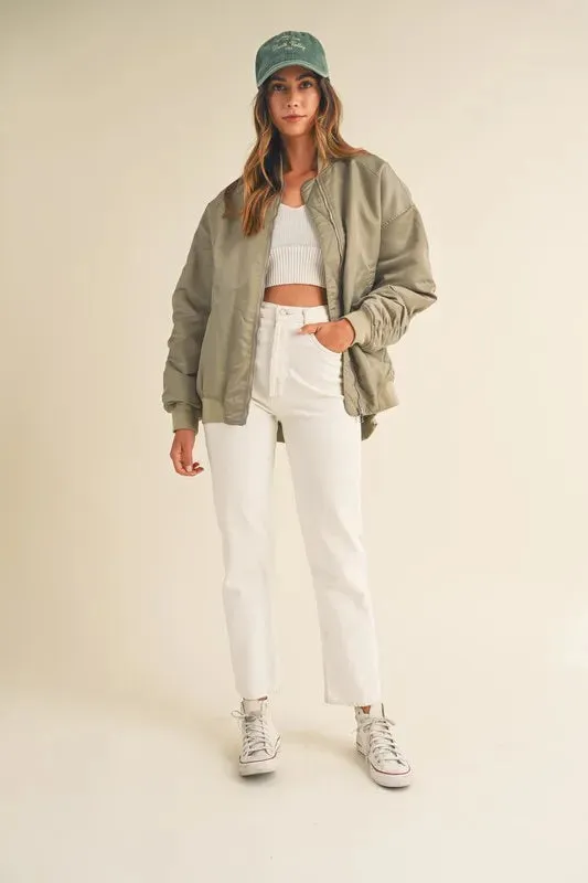 MABLE Back Ruched Utiltiy Bomber Jacket