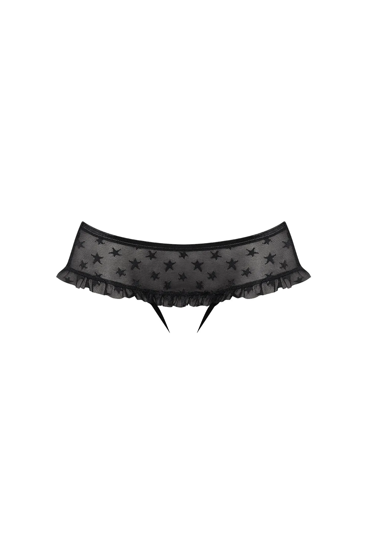 Magic Silk Love Star Skirted Hipster with Open Crotch Panty Black