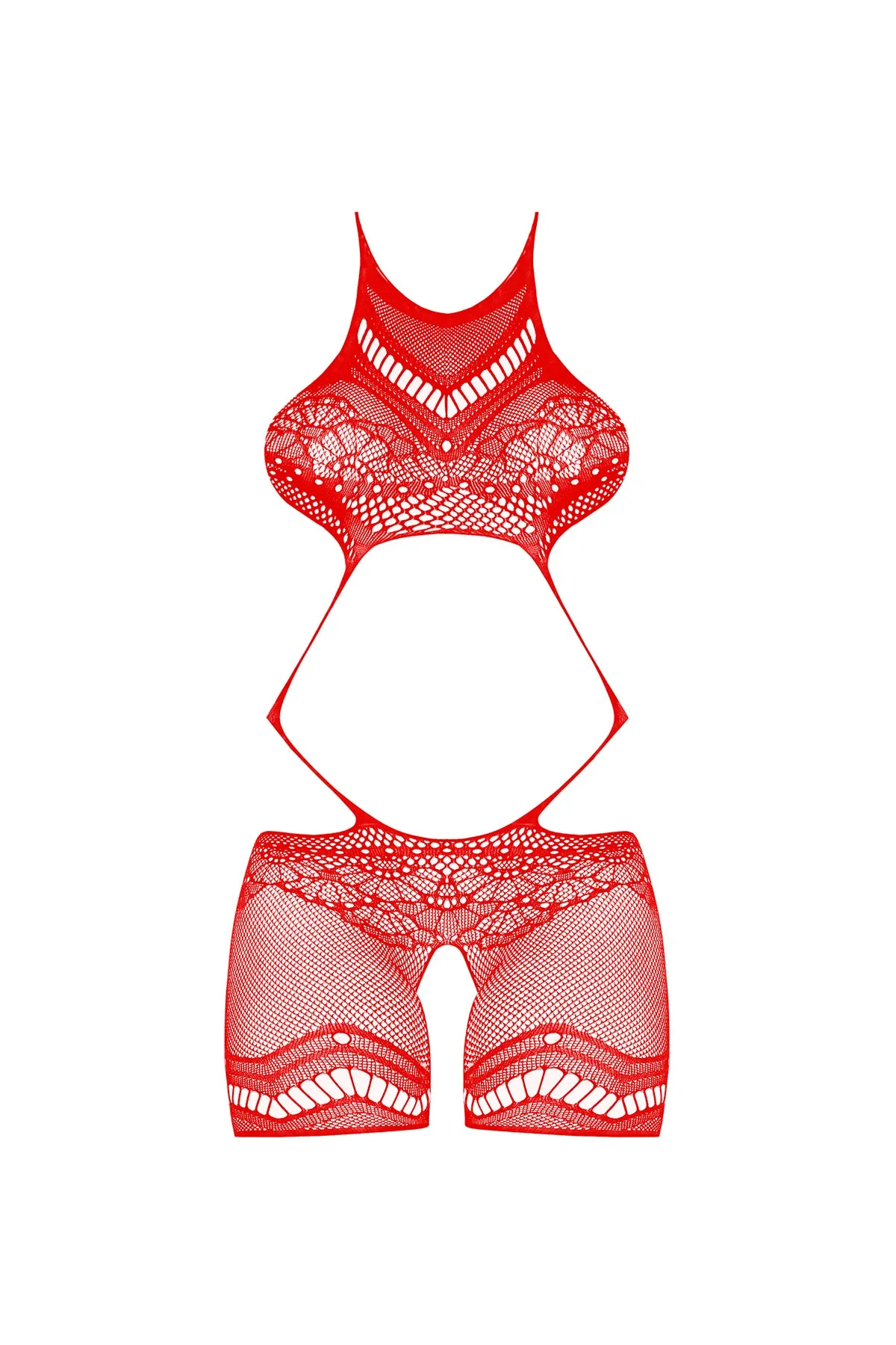 Magic Silk Seamless Crotchless Romper Red One Size