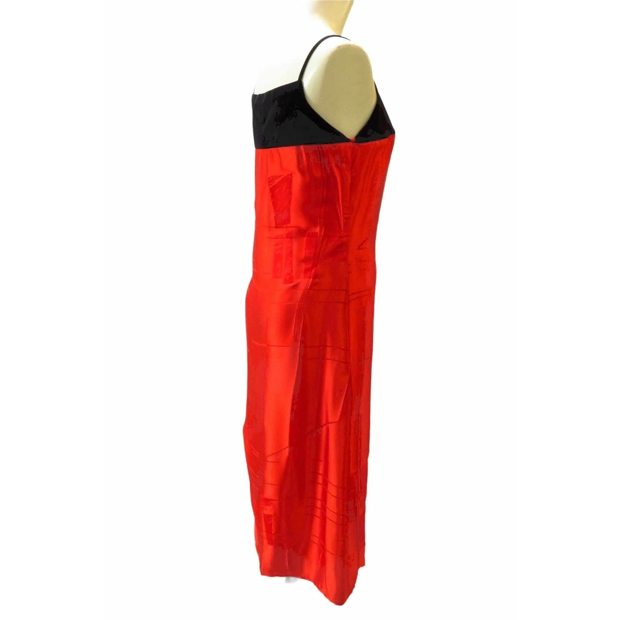 Martine Sitbon Red Silk and Velvet Dress