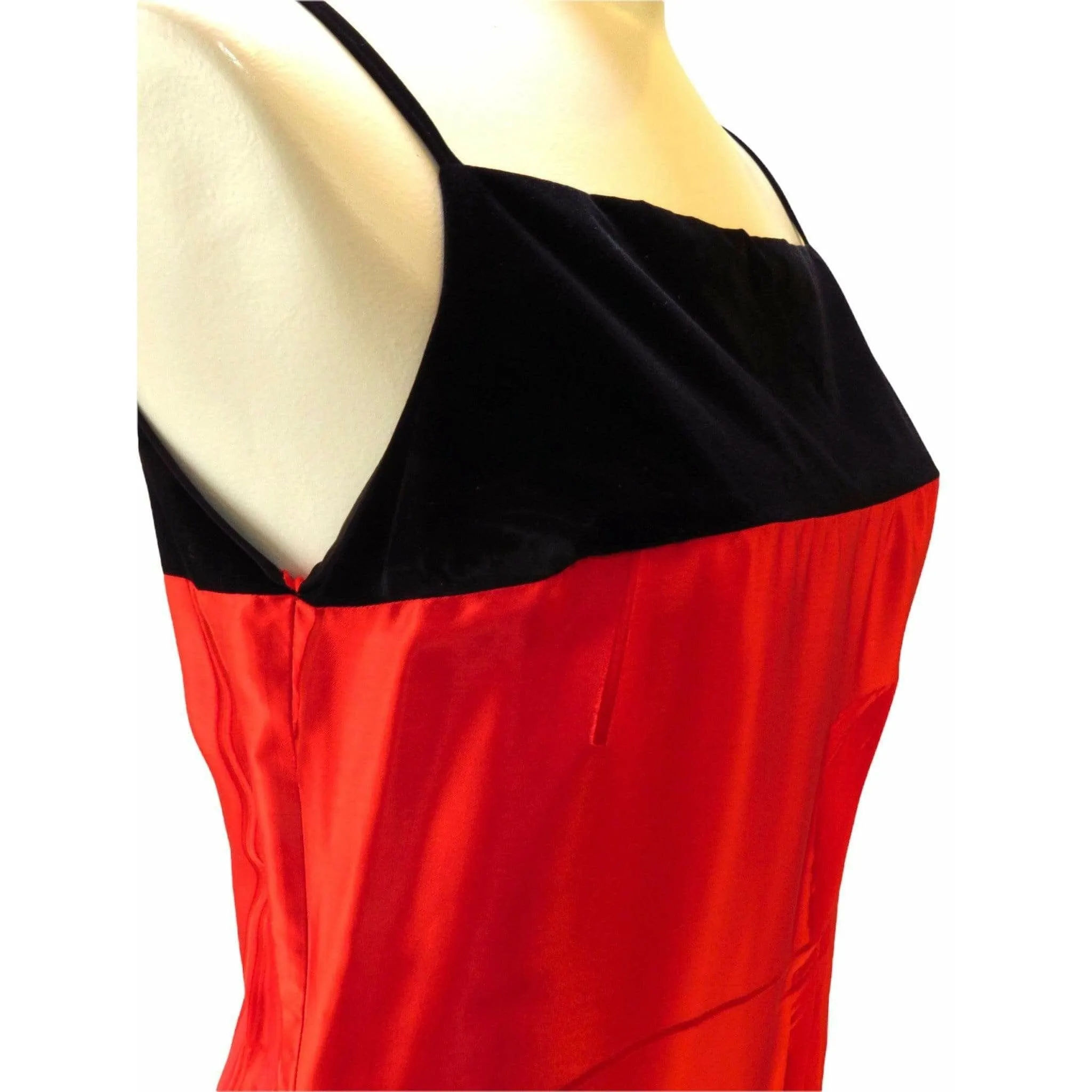 Martine Sitbon Red Silk and Velvet Dress