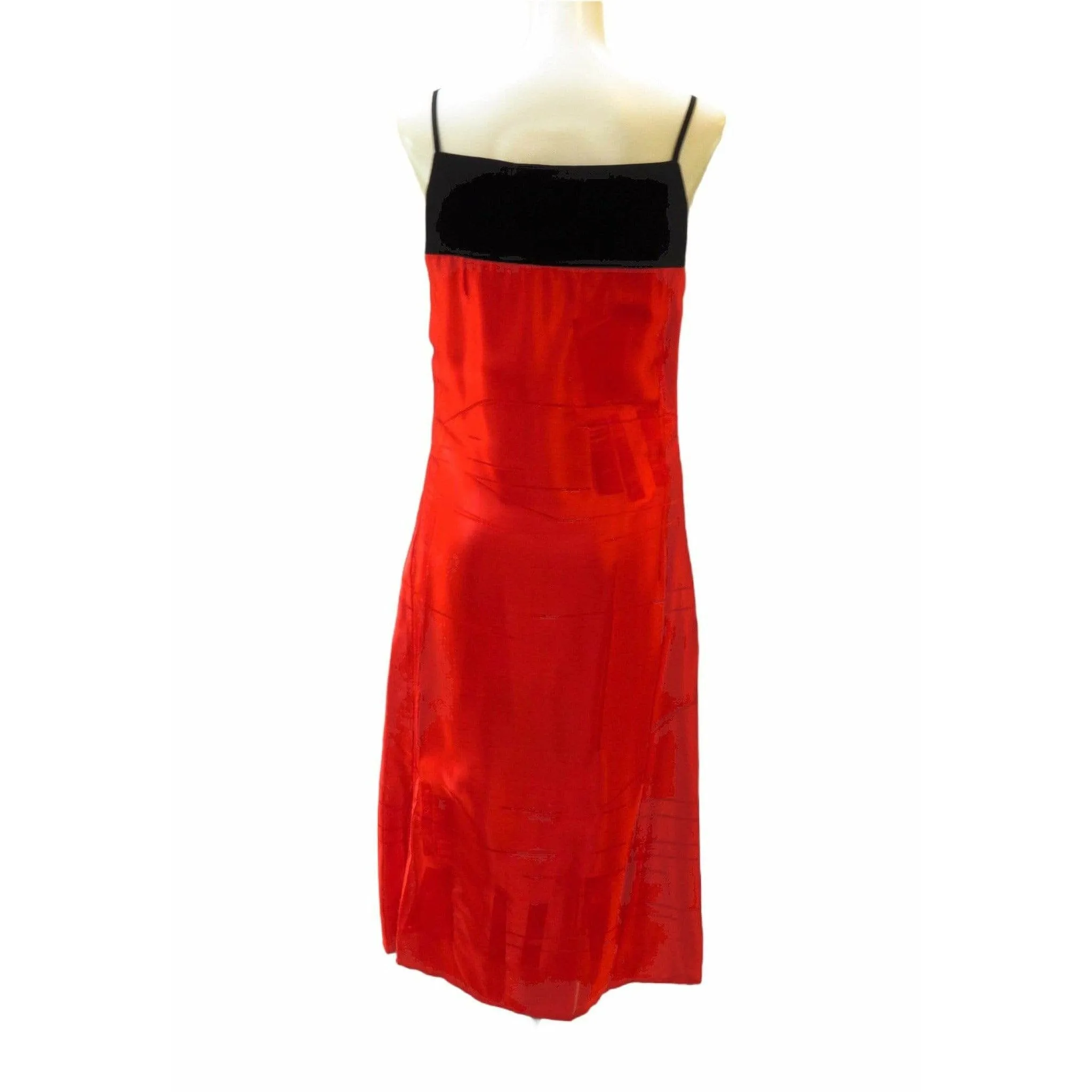 Martine Sitbon Red Silk and Velvet Dress