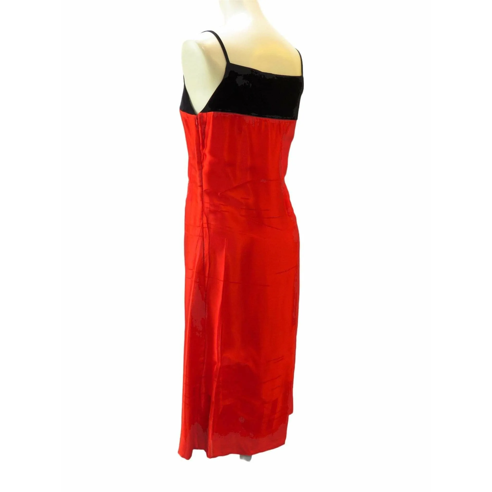 Martine Sitbon Red Silk and Velvet Dress