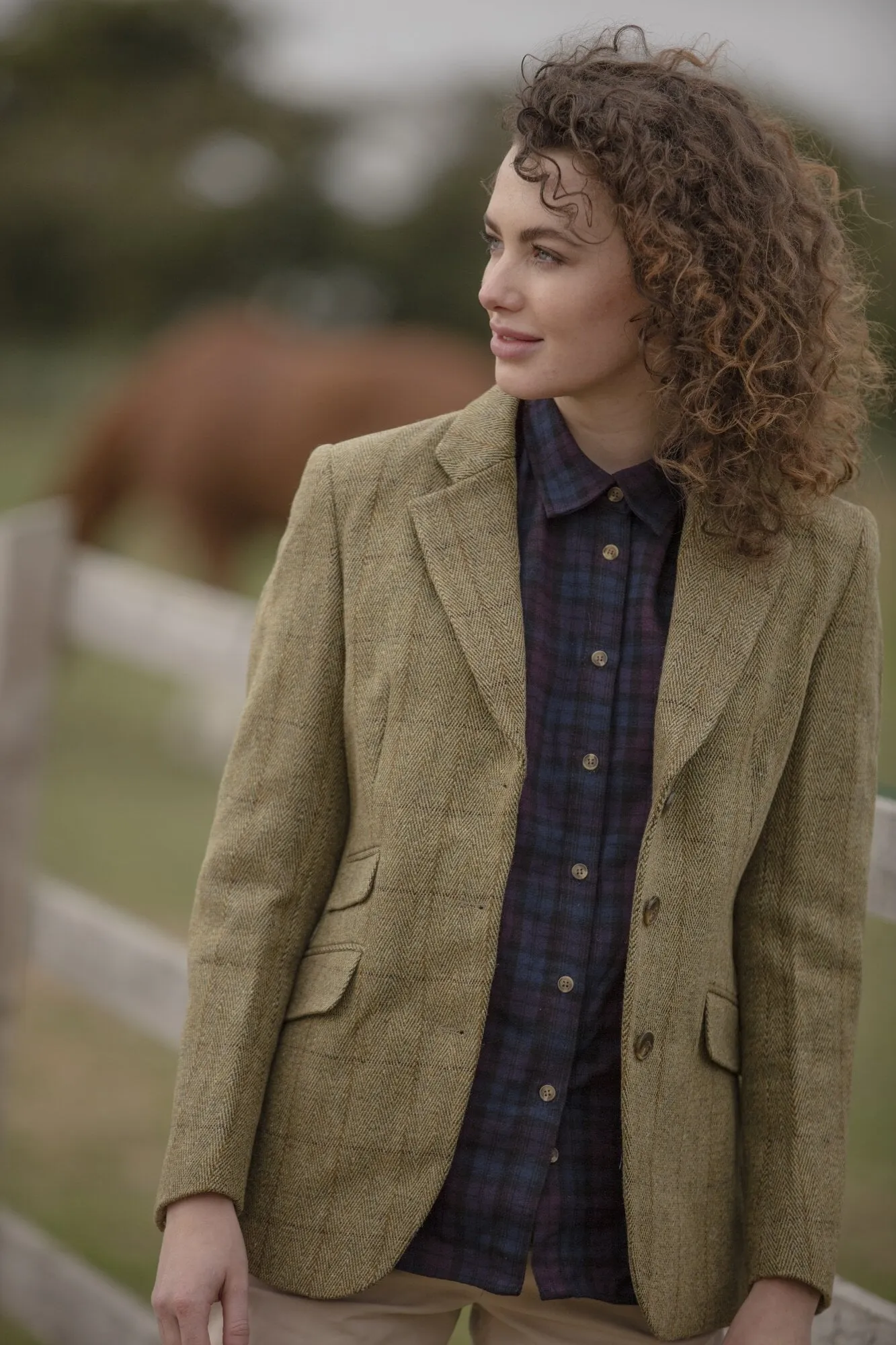 Mayland ladies hacking jacket, tweed, lys salvie