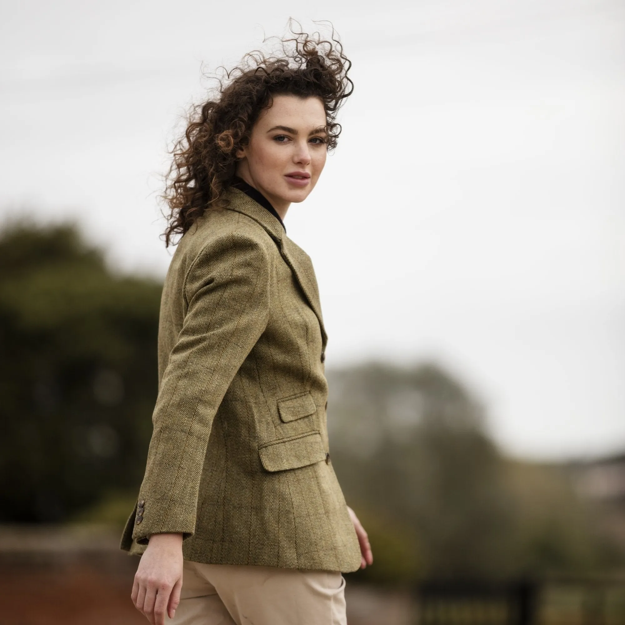 Mayland ladies hacking jacket, tweed, lys salvie