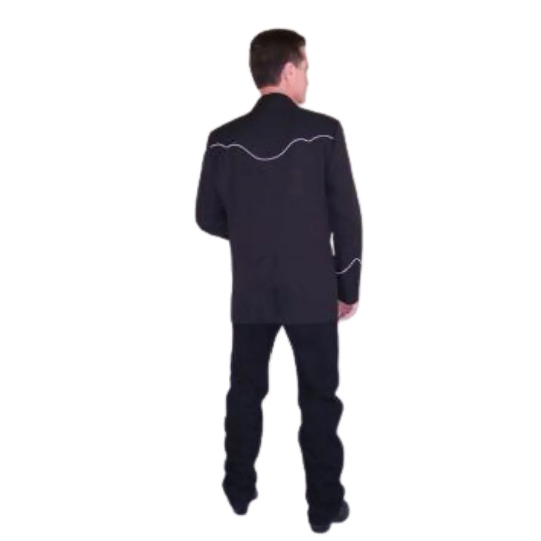 Men's Black Blazer With White Piping By Scully P-656