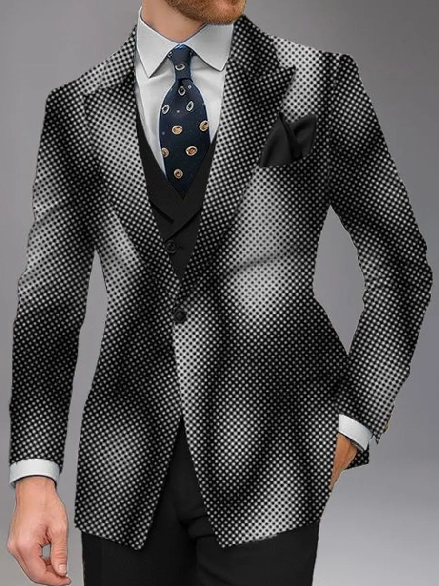 Men's Lapel Single-Breasted Polka Dot Print Retro Casual Blazer