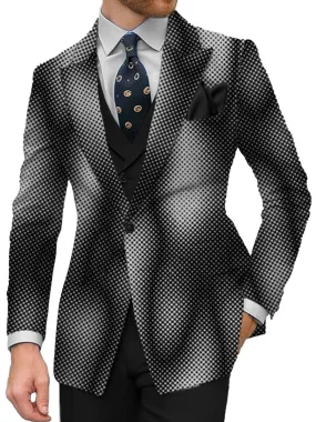 Men's Lapel Single-Breasted Polka Dot Print Retro Casual Blazer