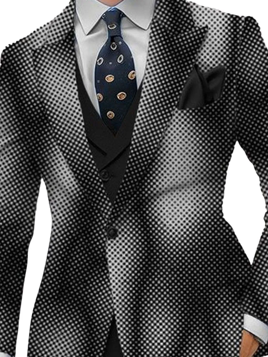 Men's Lapel Single-Breasted Polka Dot Print Retro Casual Blazer