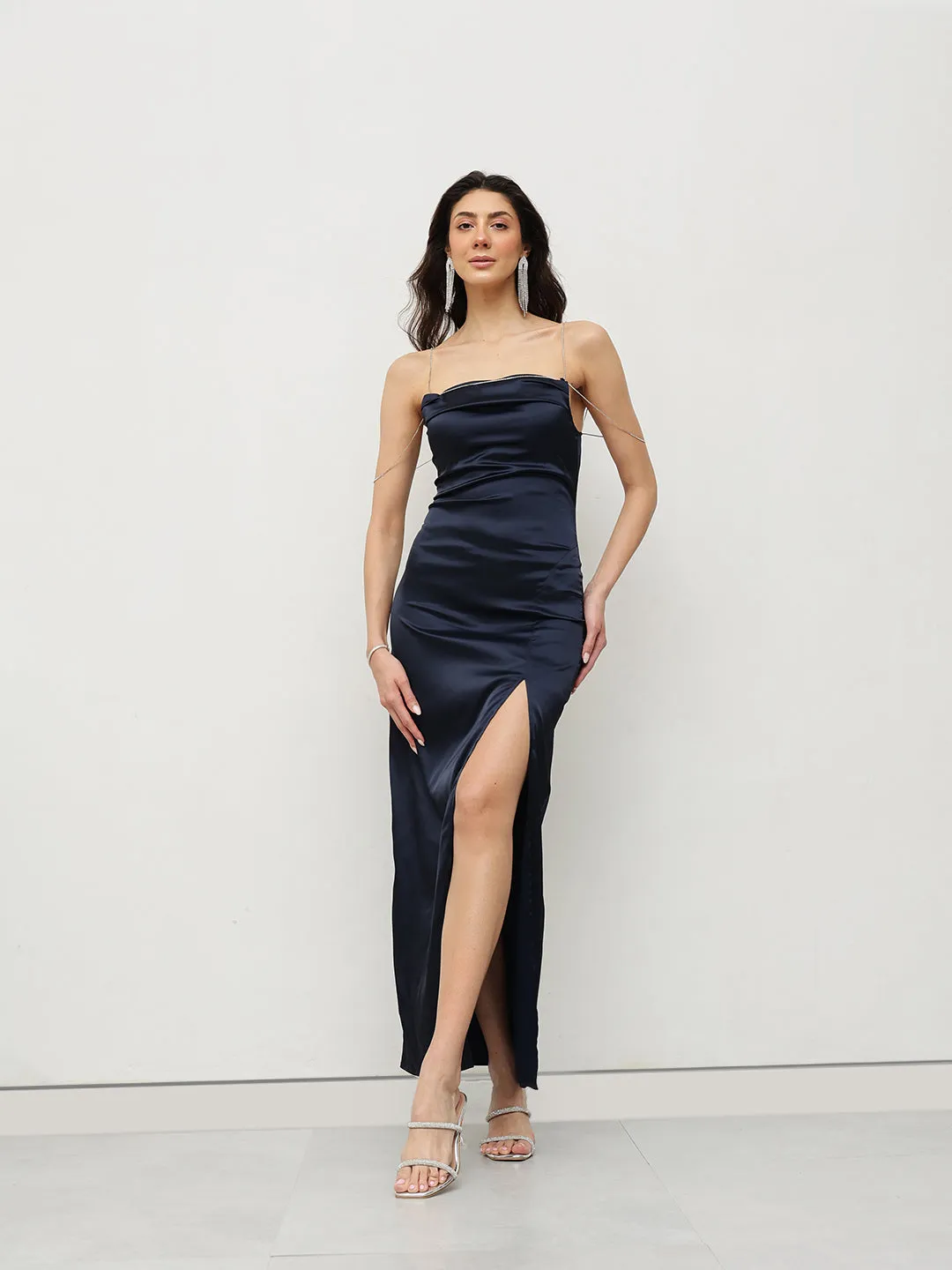 Midnight Satin Slip Dress