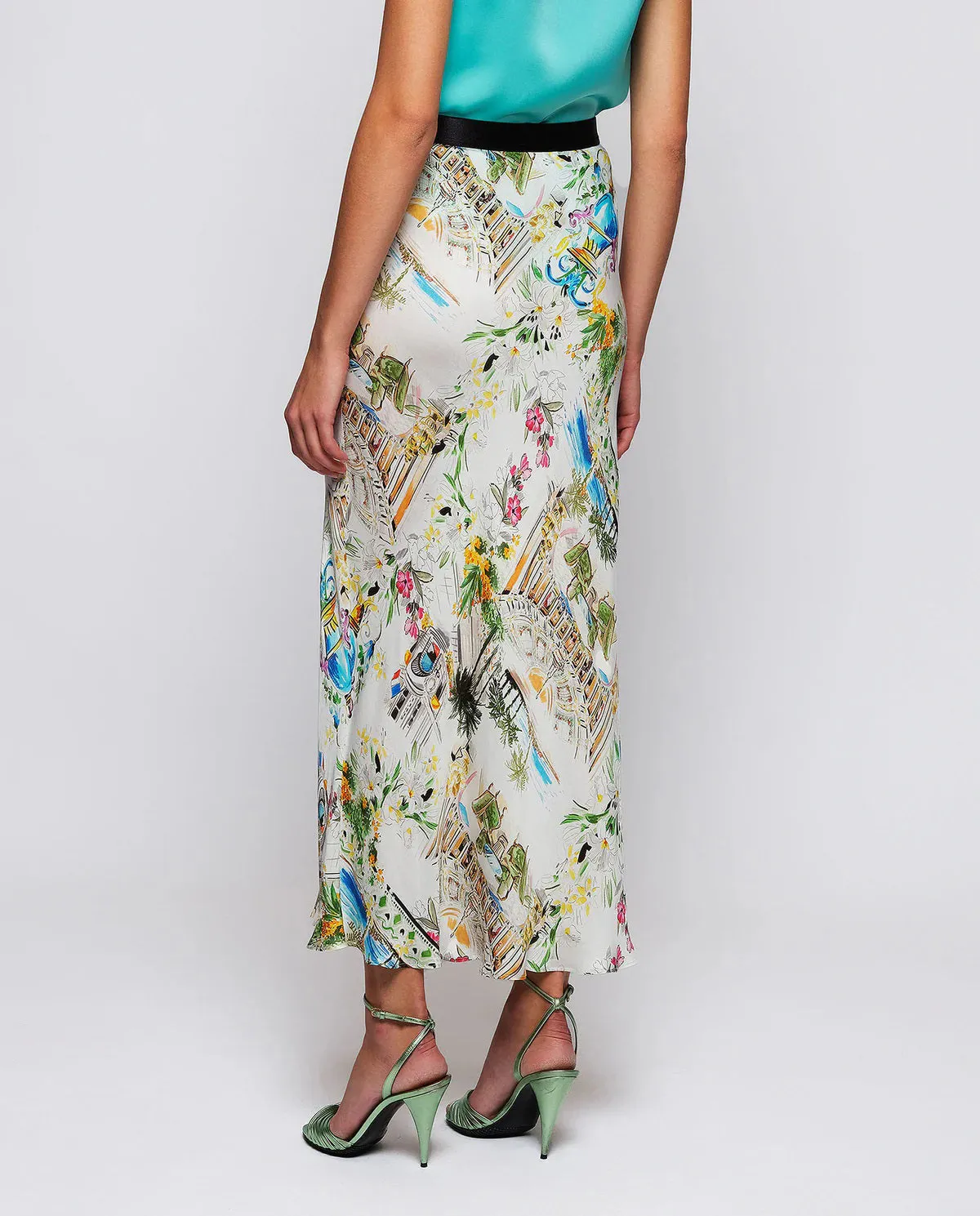 MIRTO 1956 - FIGURATIVE PRINT MIDI SKIRT