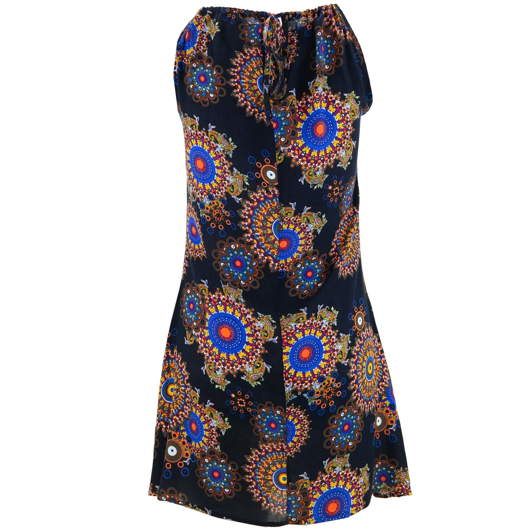 Modern Mini Dress - Fractal Suzani Navy