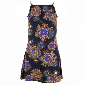Modern Mini Dress - Fractal Suzani Navy