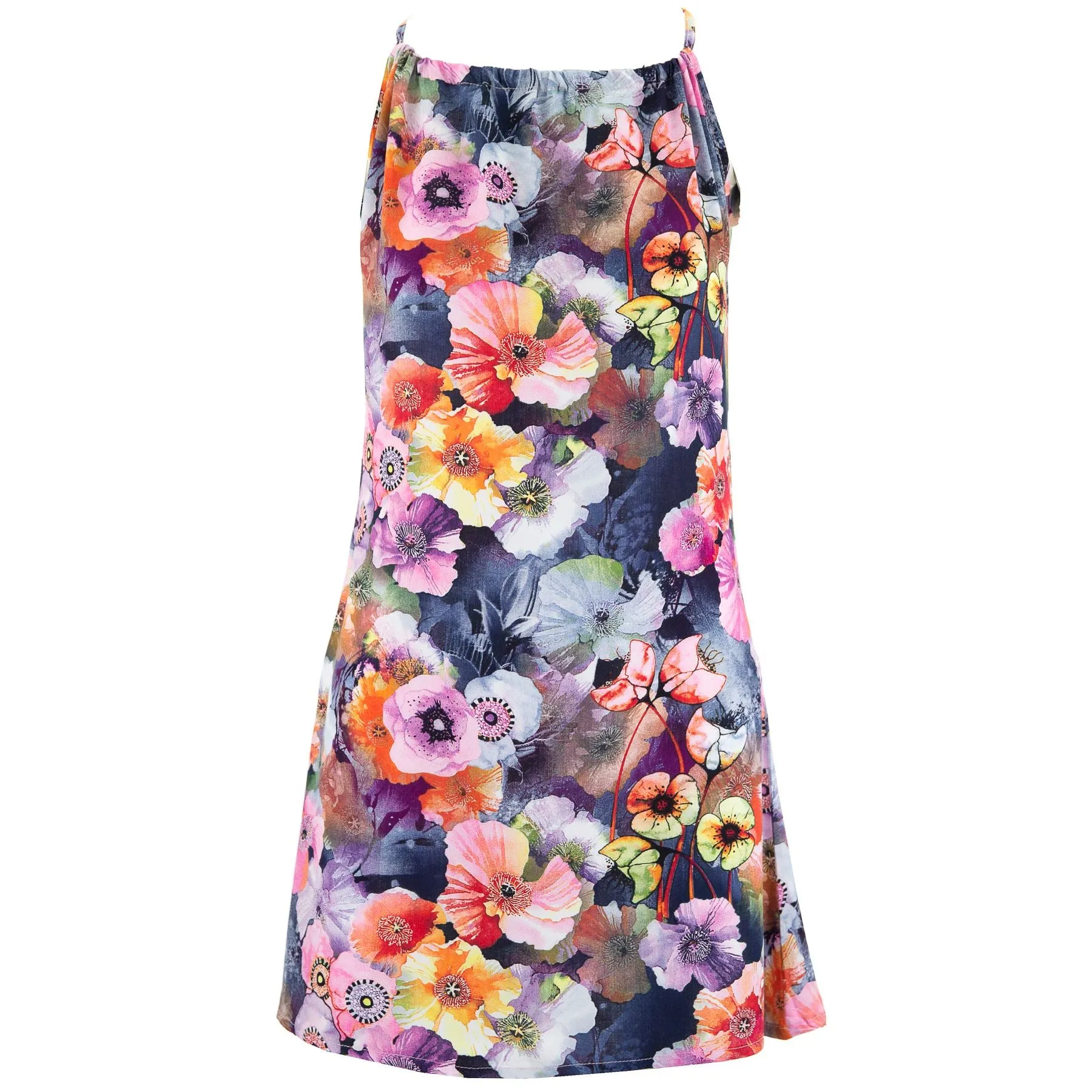 Modern Mini Dress - Lavender Hollyhooks