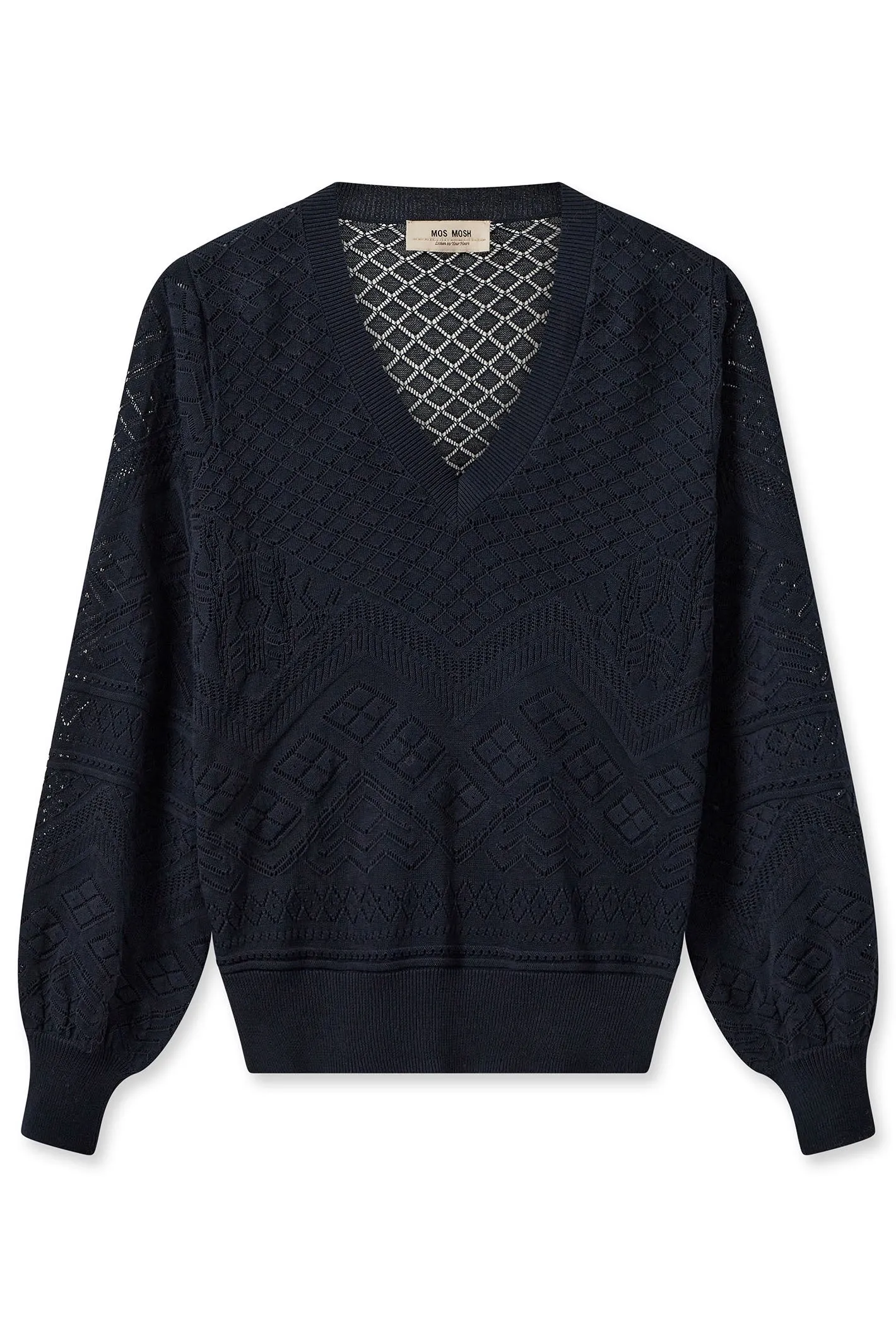 Mos Mosh 158830 MMInja Salute Navy V-Neck Jumper