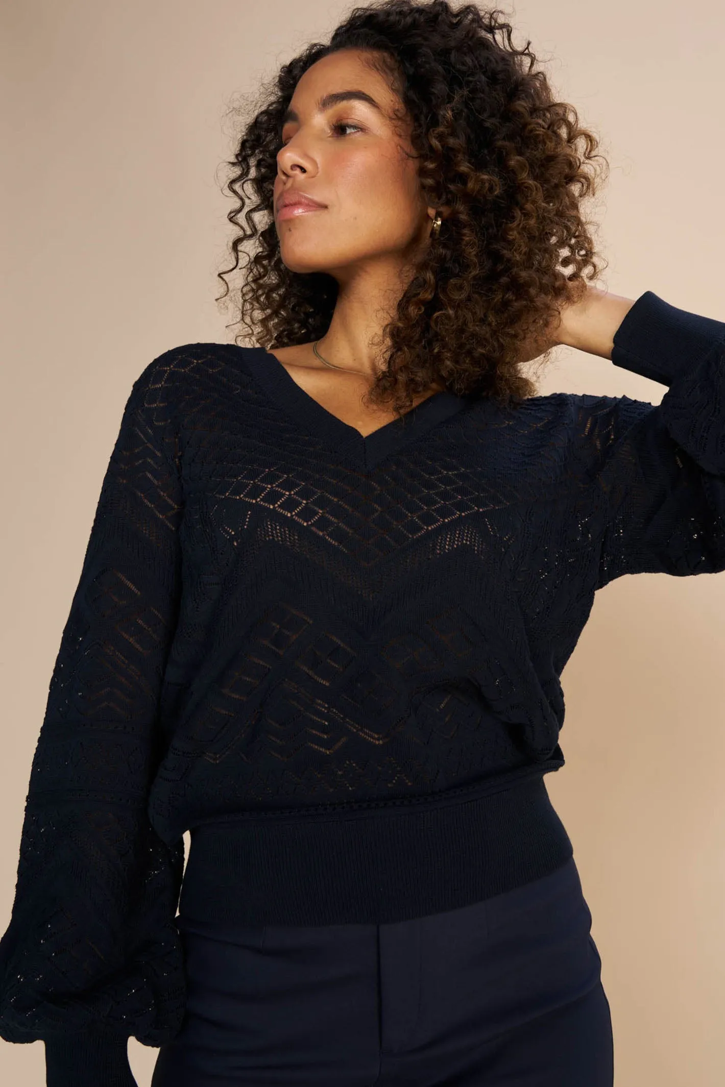 Mos Mosh 158830 MMInja Salute Navy V-Neck Jumper