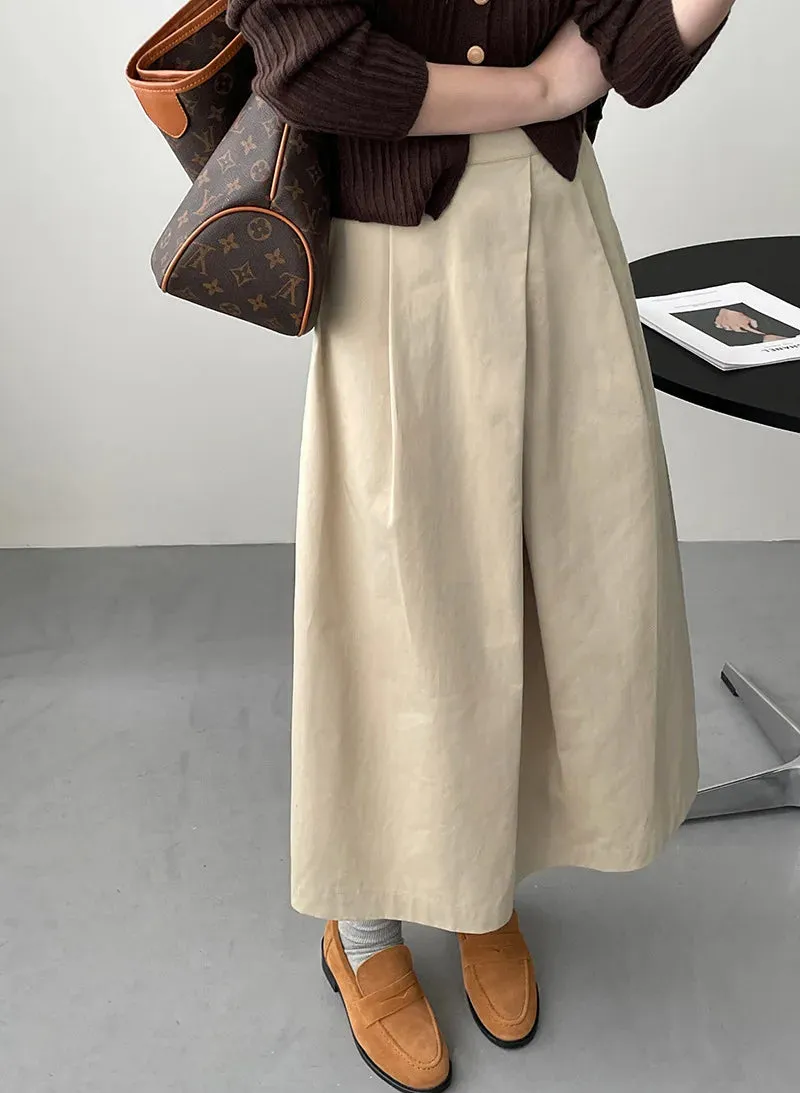 MQTIME  -  Cotton Irregular Folding A-line Umbrella Midi Skirt for Women