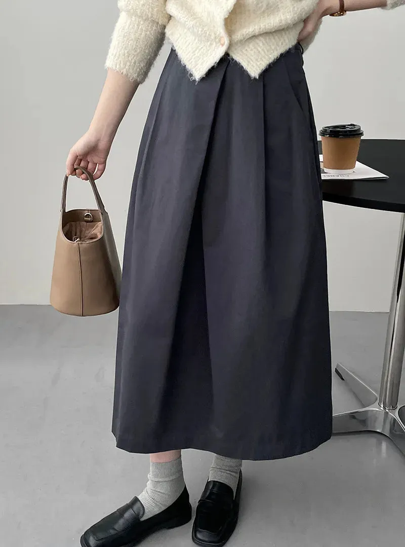 MQTIME  -  Cotton Irregular Folding A-line Umbrella Midi Skirt for Women