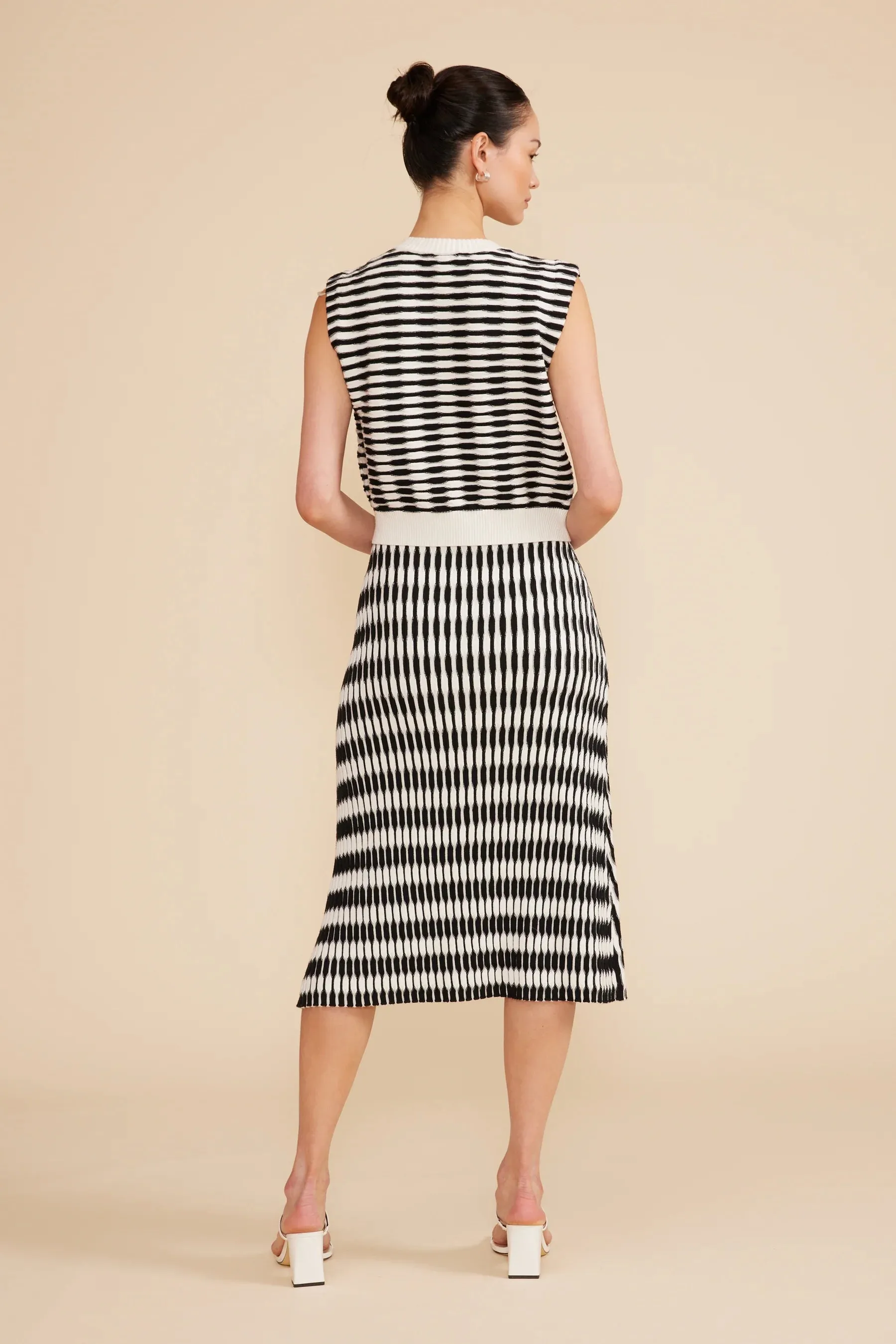NEWPORT KNIT SKIRT-BLACK/WHITE
