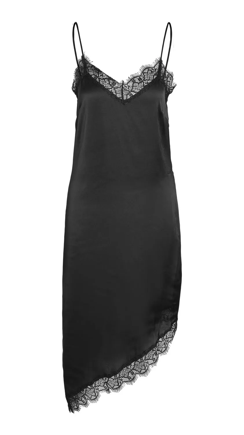 NM SANTAL SATIN ASYMETRIC DRESS - BLACK