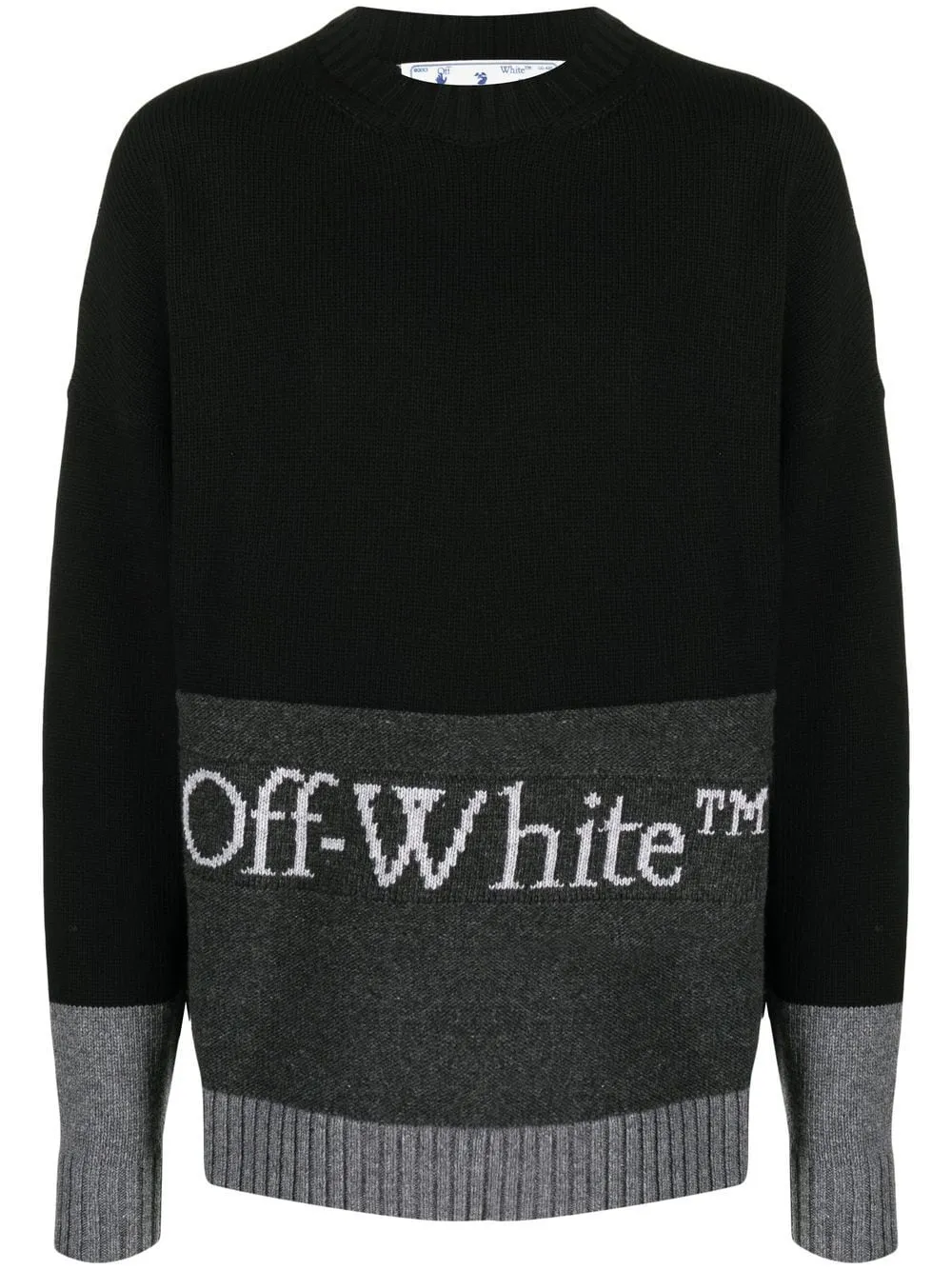 OFF-WHITE Blocked Knit Crewneck Sweatshirt Black/White
