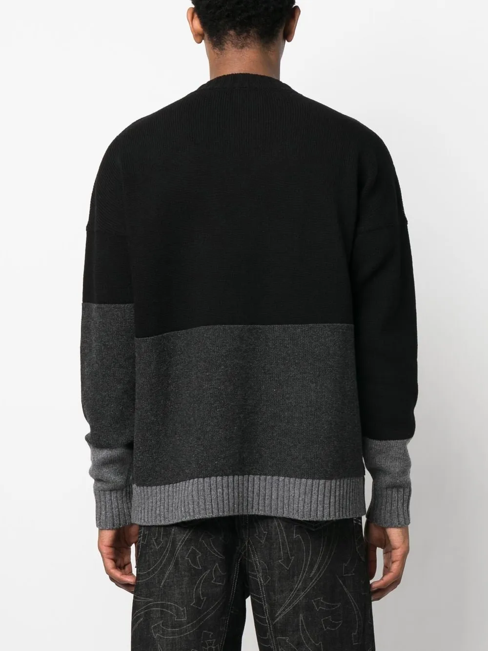 OFF-WHITE Blocked Knit Crewneck Sweatshirt Black/White