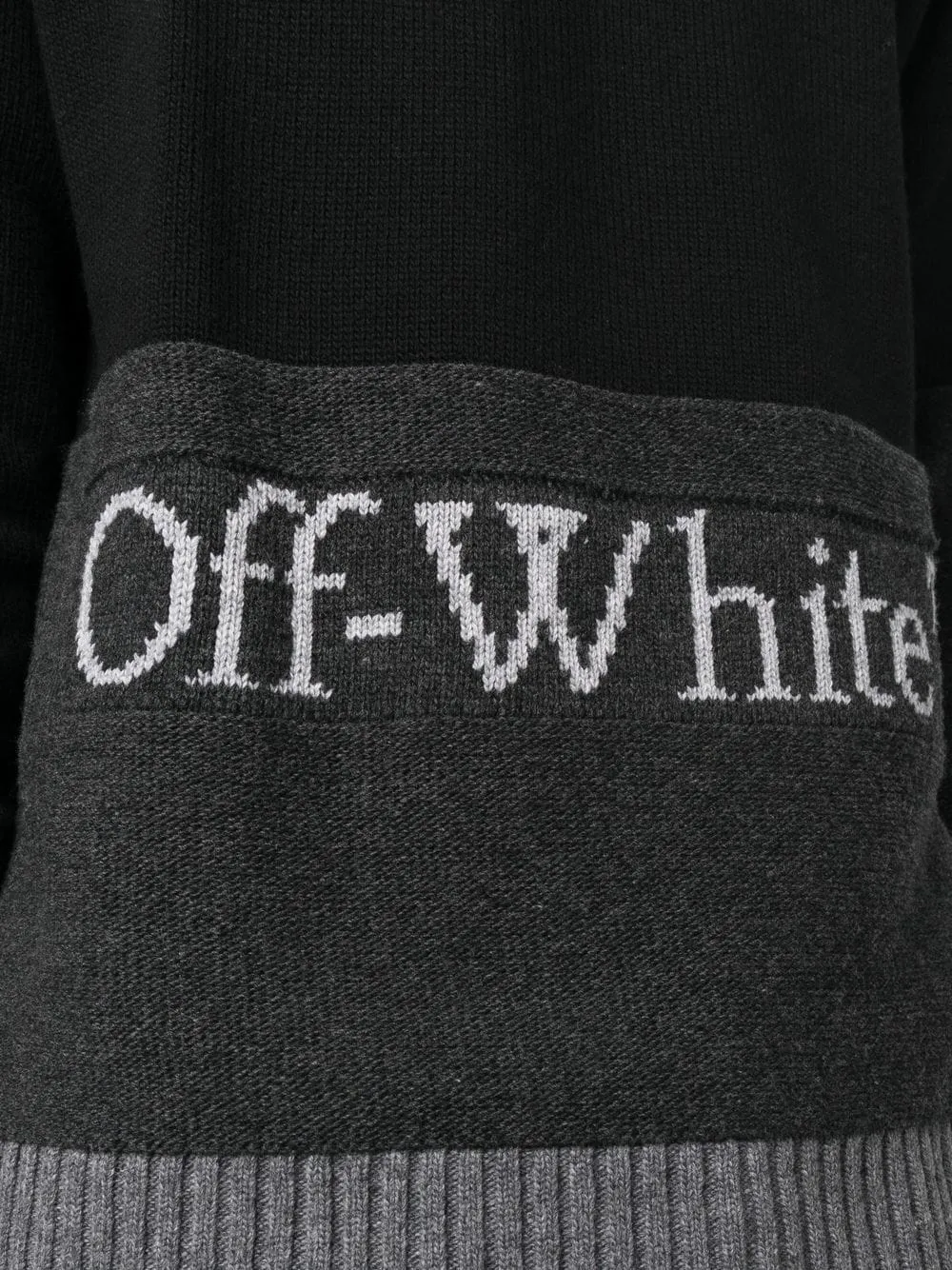 OFF-WHITE Blocked Knit Crewneck Sweatshirt Black/White