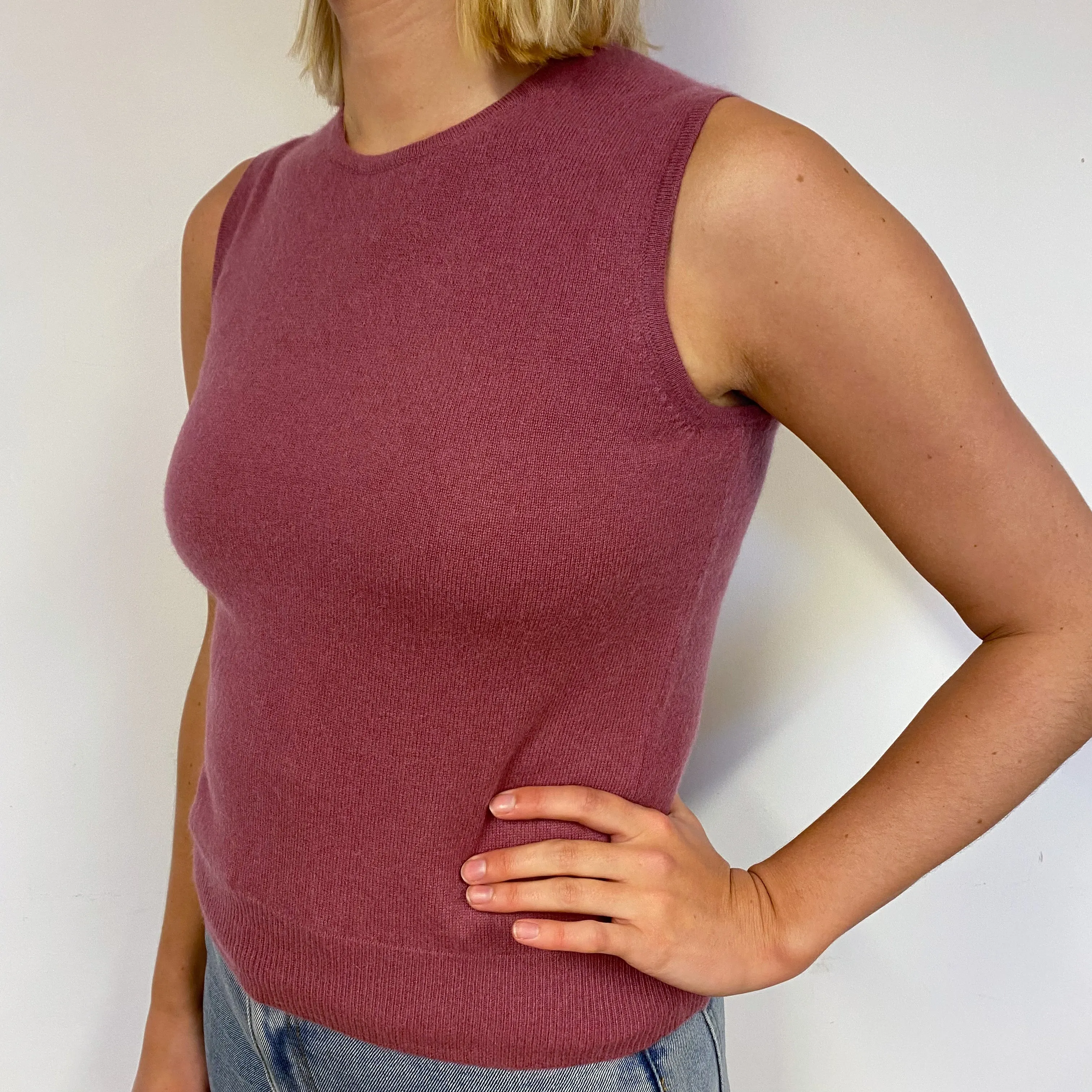 Old Rose Pink Cashmere Tank Top Small