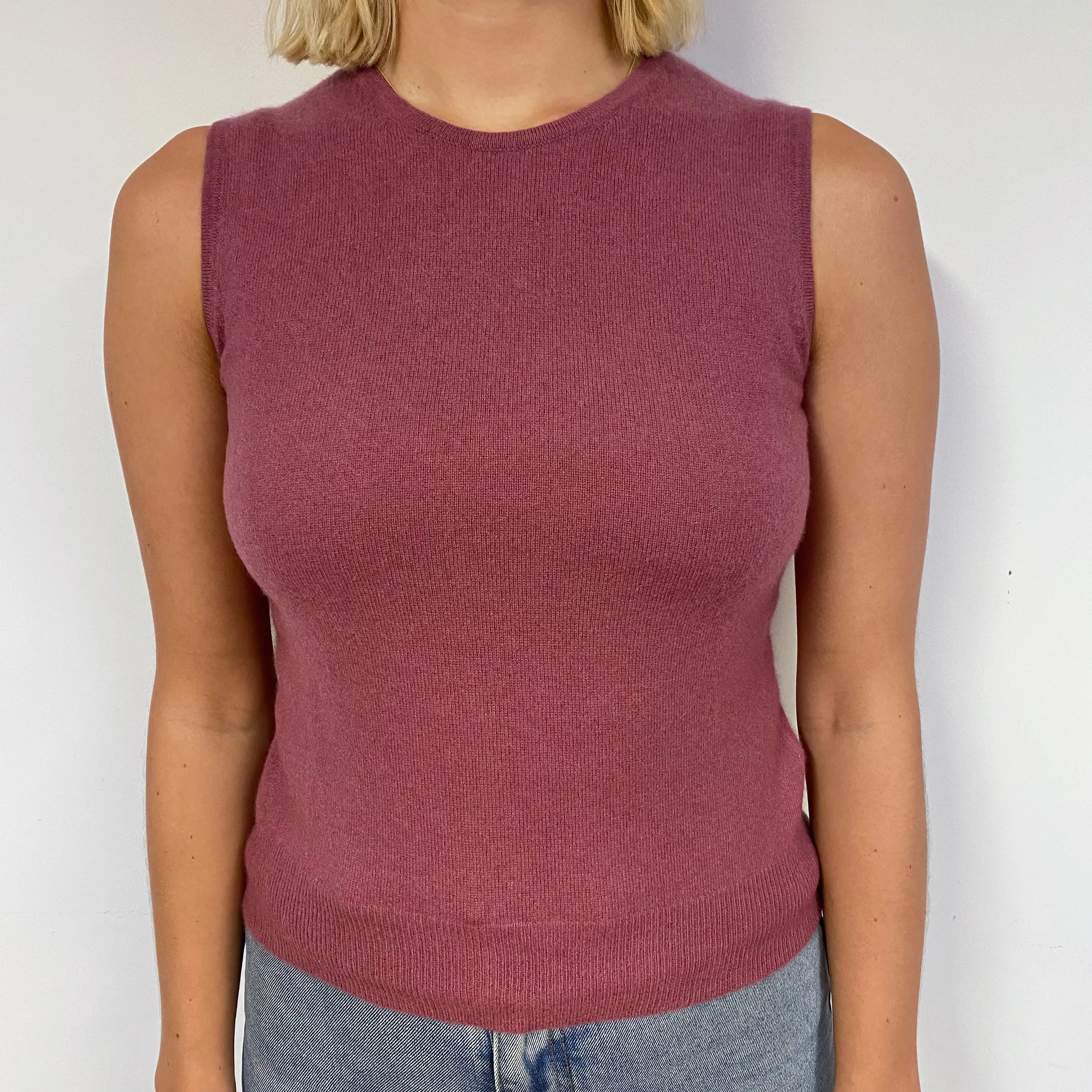 Old Rose Pink Cashmere Tank Top Small