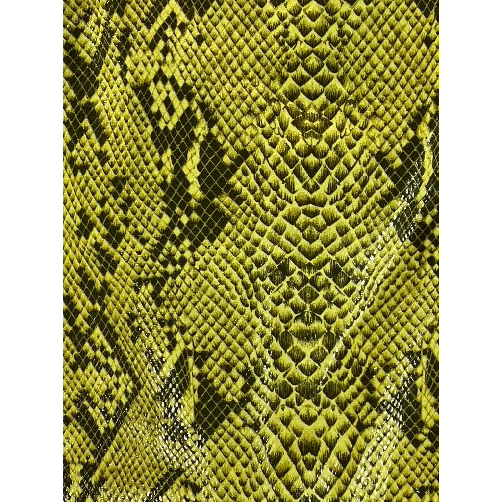 OLGA MARTINEZ BARCELONA Women's Yellow Snake Print Straight Skirt SZ M