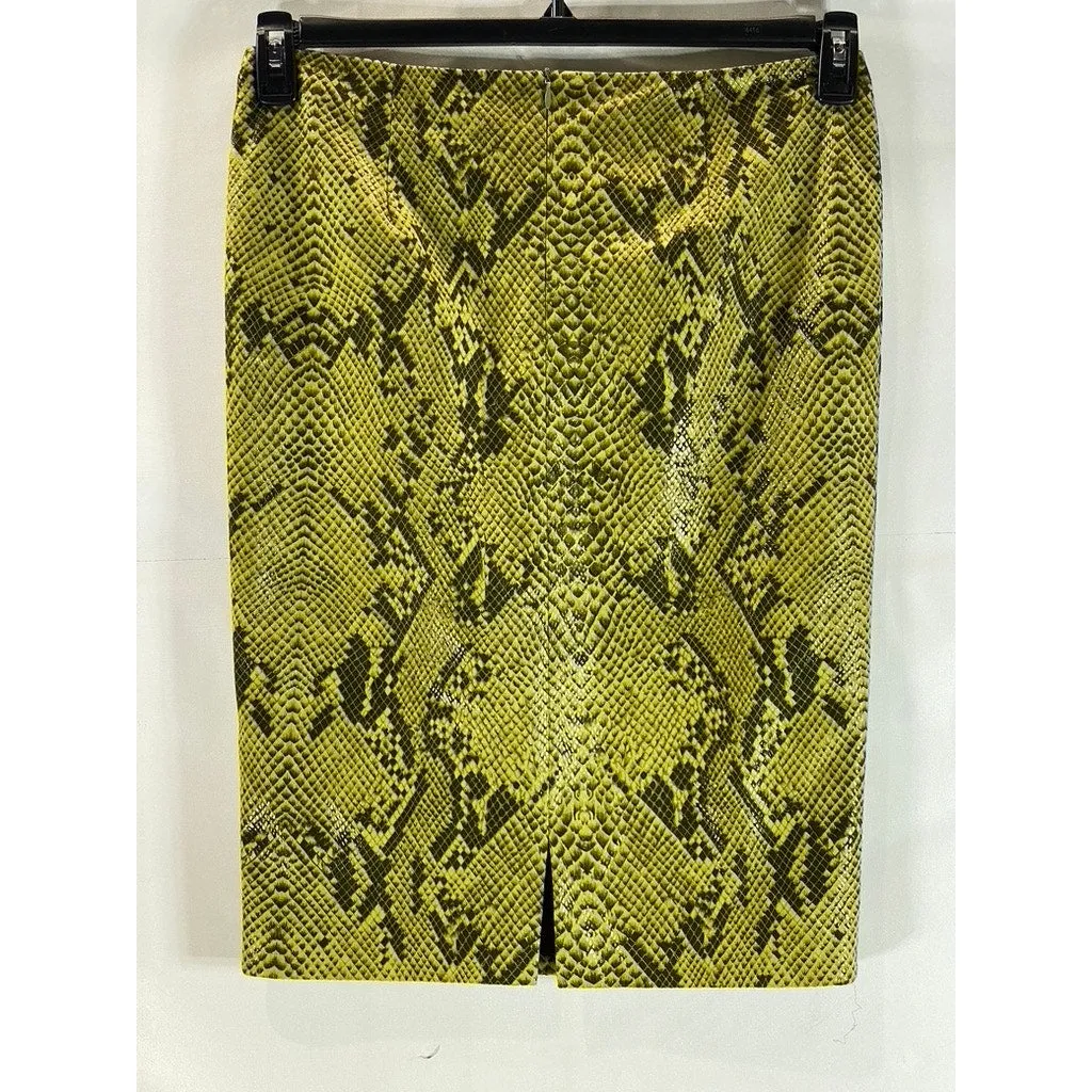 OLGA MARTINEZ BARCELONA Women's Yellow Snake Print Straight Skirt SZ M