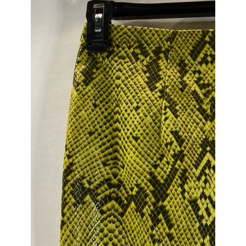 OLGA MARTINEZ BARCELONA Women's Yellow Snake Print Straight Skirt SZ M