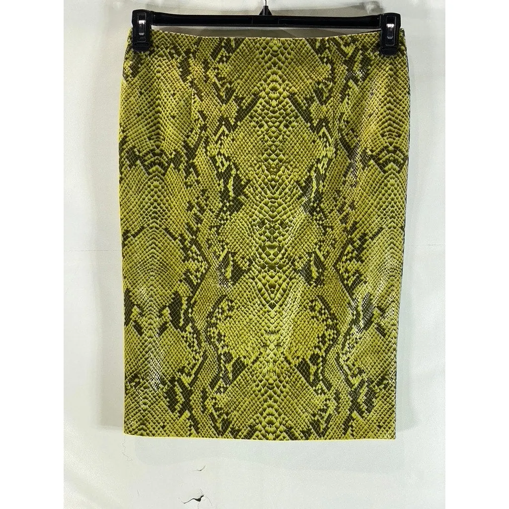 OLGA MARTINEZ BARCELONA Women's Yellow Snake Print Straight Skirt SZ M