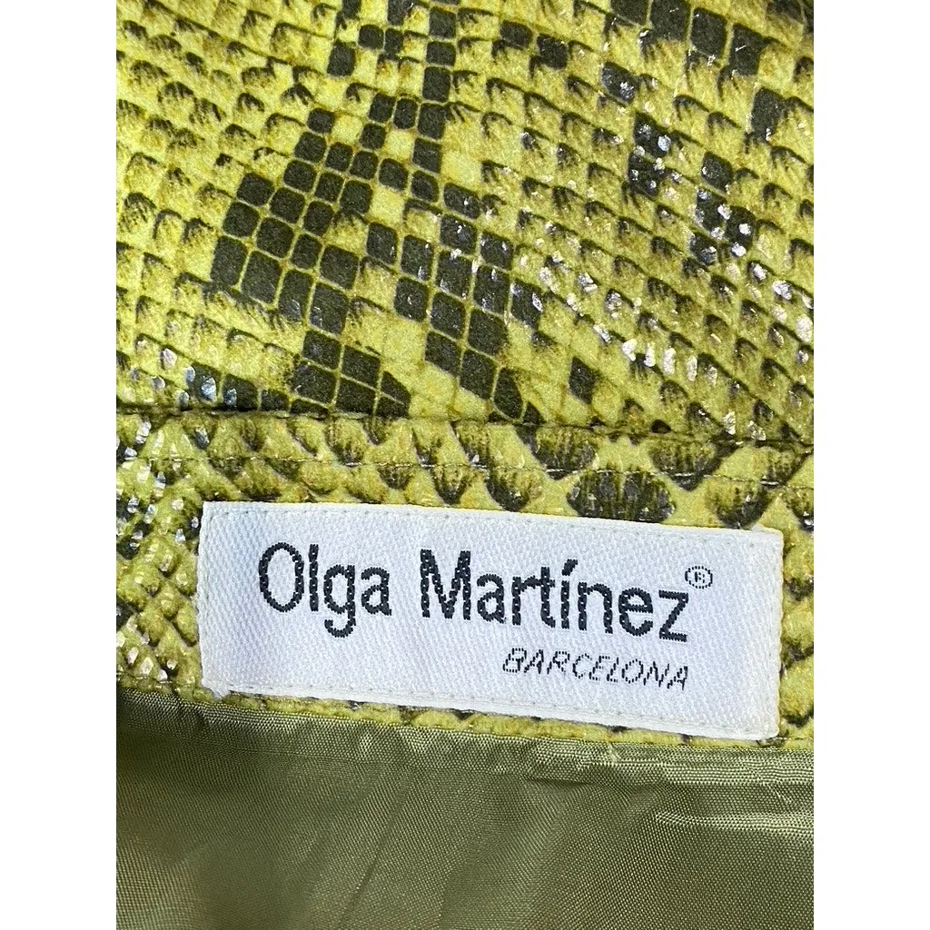 OLGA MARTINEZ BARCELONA Women's Yellow Snake Print Straight Skirt SZ M