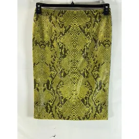 OLGA MARTINEZ BARCELONA Women's Yellow Snake Print Straight Skirt SZ M
