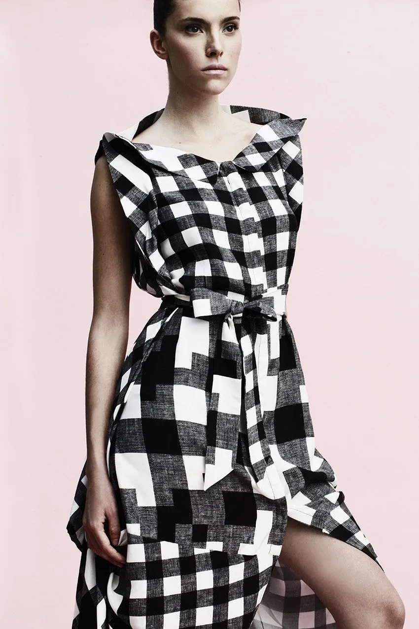 Origami Buri Viscose Shirt Dress / Checks