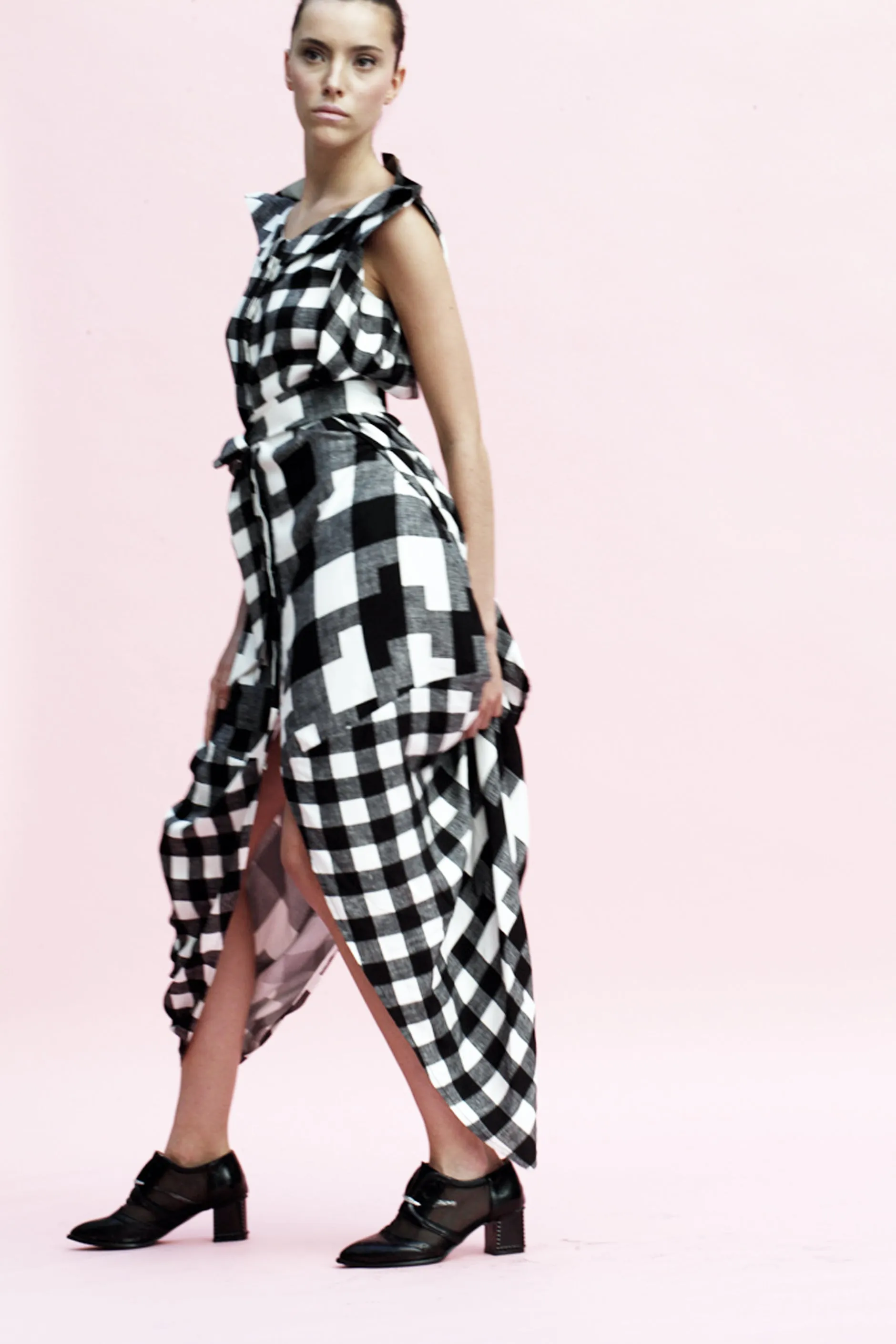 Origami Buri Viscose Shirt Dress / Checks