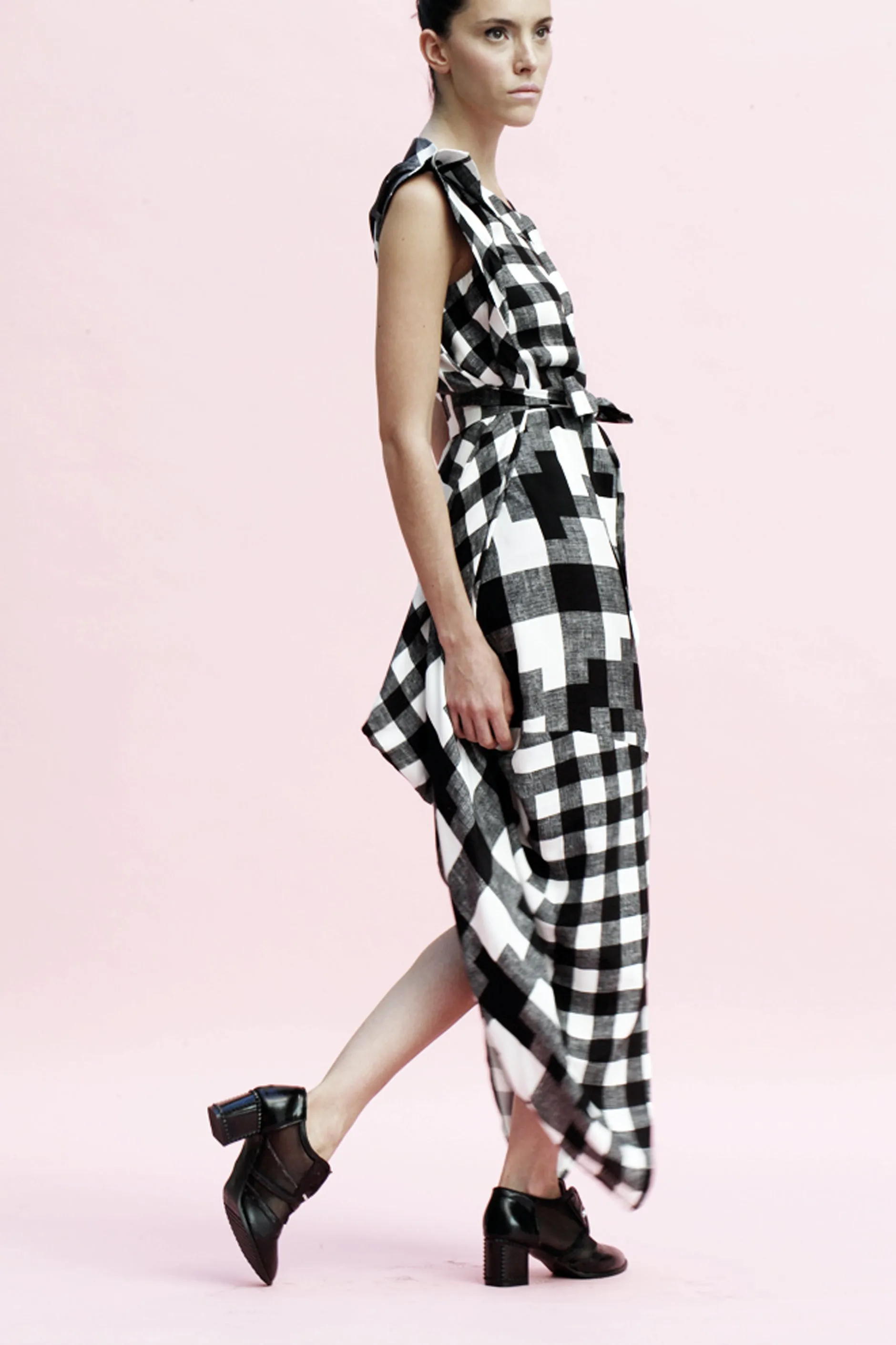Origami Buri Viscose Shirt Dress / Checks