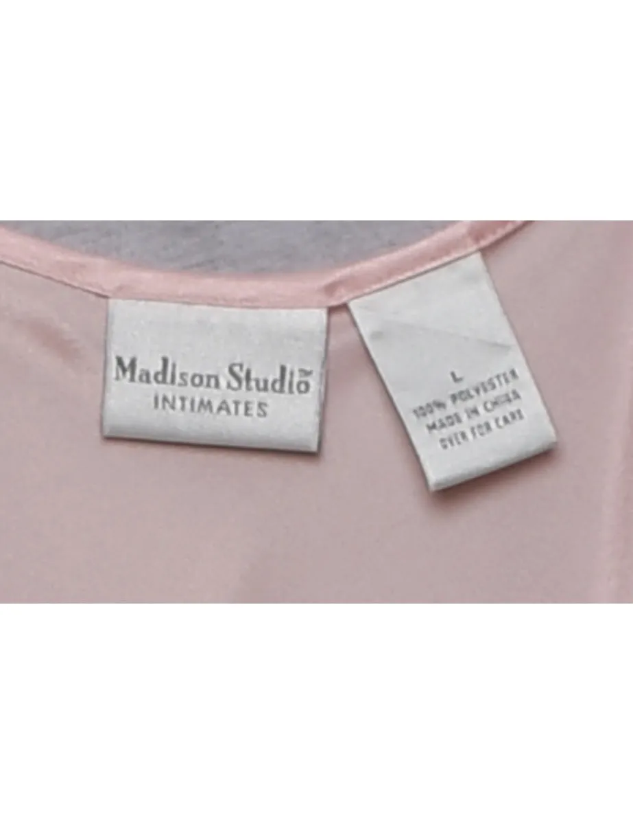 Pale Pink Lace Embroidered & Beaded Nightdress - M